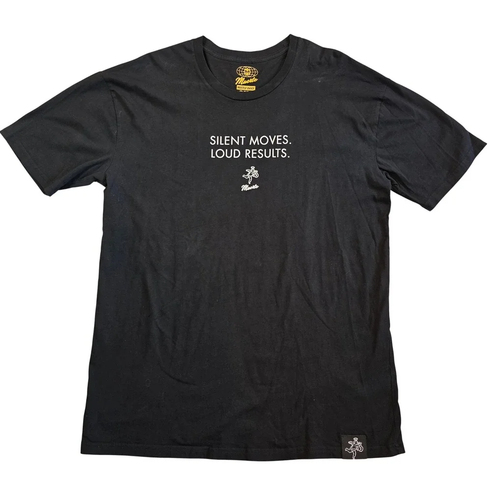 Muerte Hustle Daily Silent Moves Loud Results Graphic Tee Black 2XL Streetwear